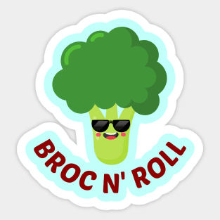 BROC N' ROLL - Cute Broccoli Pun Sticker